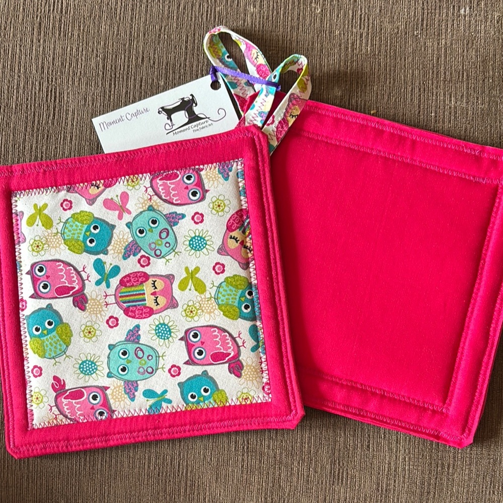 Colorful Owl Print Potholder Set